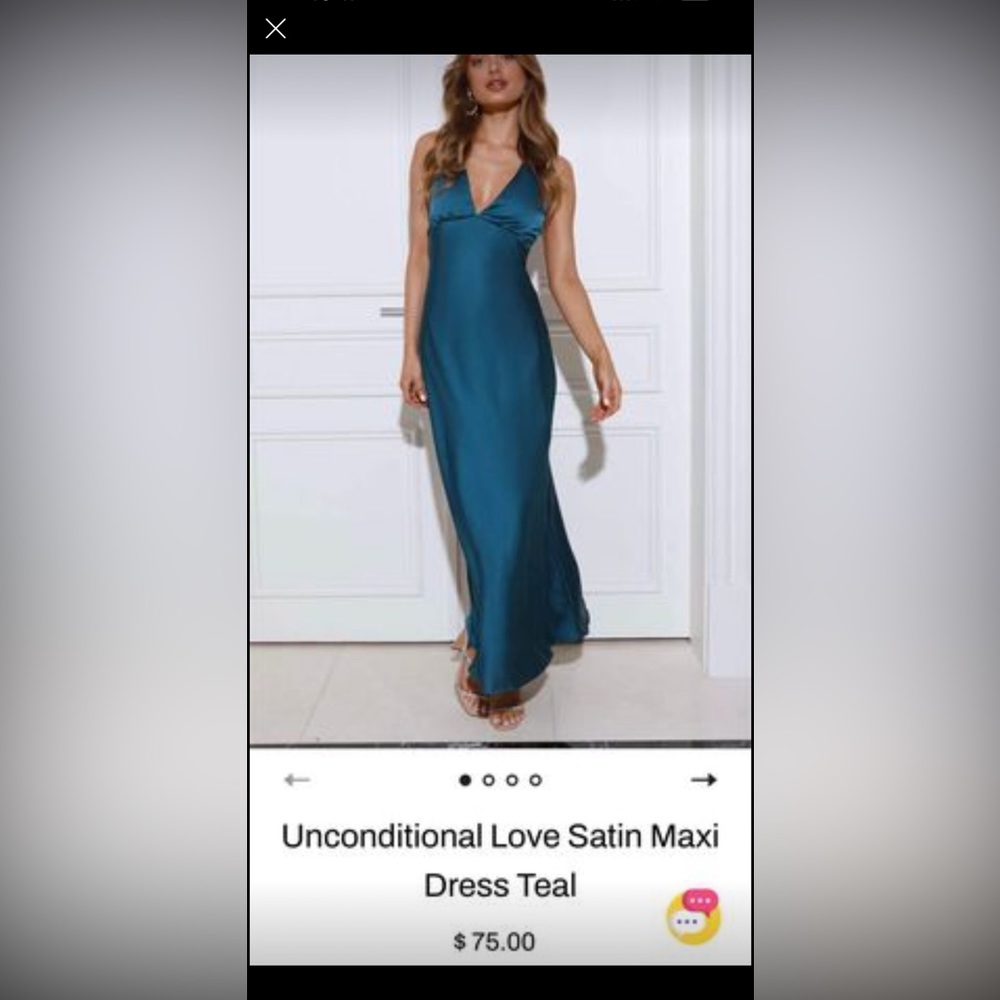 Satin maxi dress size medium. New with tags. Bought for $75+ shipping.